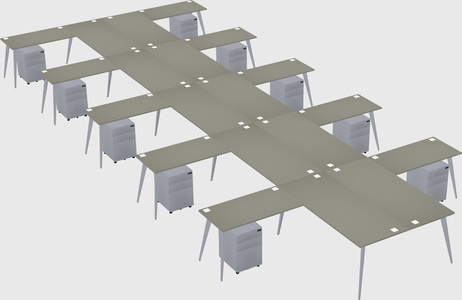 Shared l-shaped office desk system