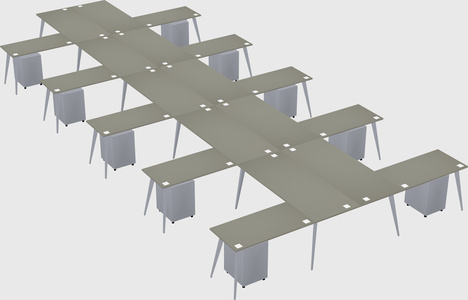 Shared l-shaped office desk system