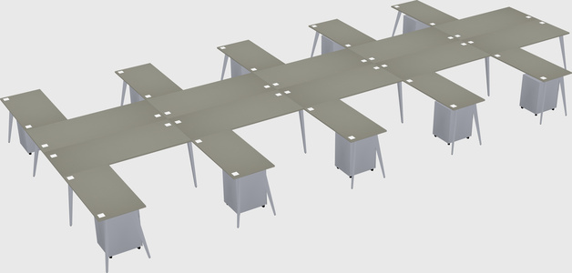 Shared l-shaped office desk system