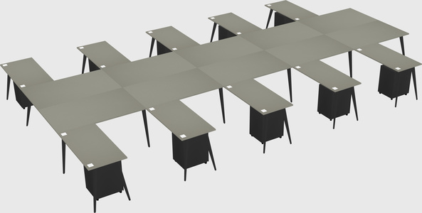Shared l-shaped office desk system