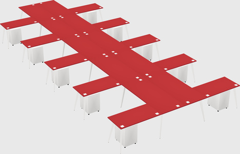 Shared l-shaped office desk system