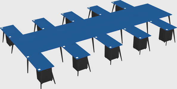 Shared l-shaped office desk system