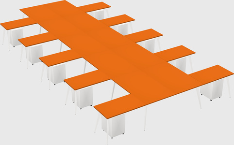 Shared l-shaped office desk system
