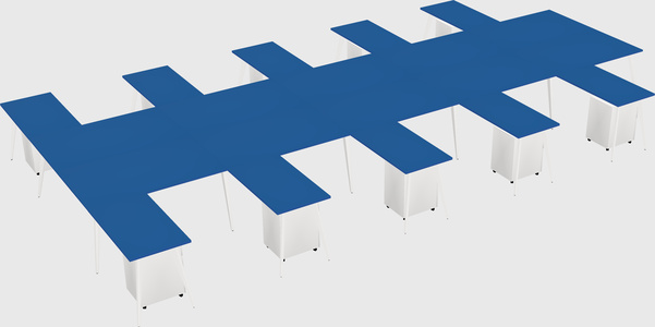 Shared l-shaped office desk system