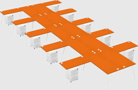 Shared l-shaped office desk system