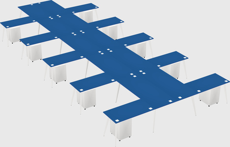 Shared l-shaped office desk system