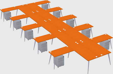 Shared l-shaped office desk system
