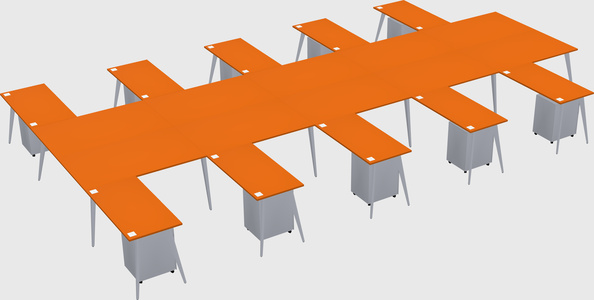Shared l-shaped office desk system
