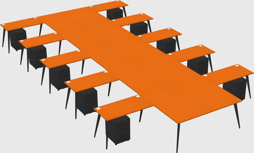 Shared l-shaped office desk system