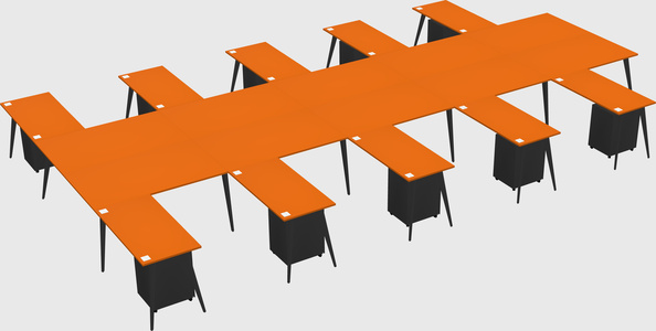 Shared l-shaped office desk system