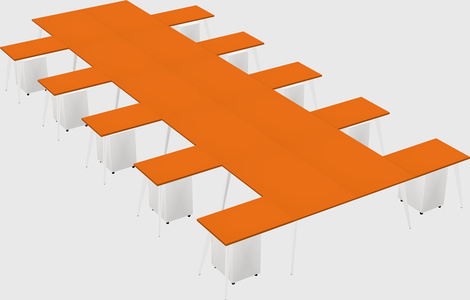 Shared l-shaped office desk system