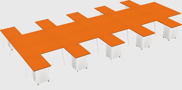 Shared l-shaped office desk system