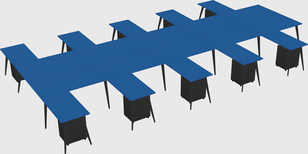 Shared l-shaped office desk system