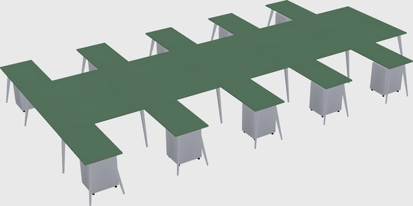 Shared l-shaped office desk system