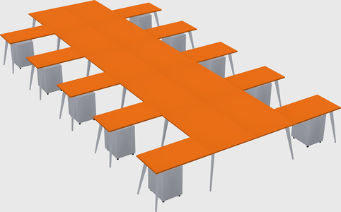 Shared l-shaped office desk system