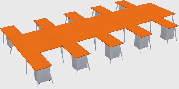 Shared l-shaped office desk system