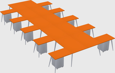 Shared l-shaped office desk system