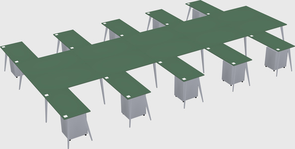 Shared l-shaped office desk system