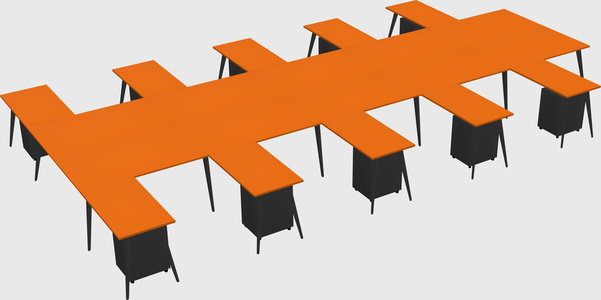 Shared l-shaped office desk system