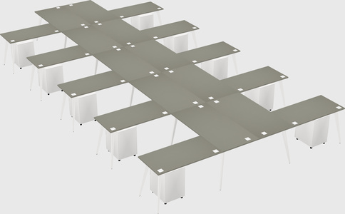 Shared l-shaped office desk system