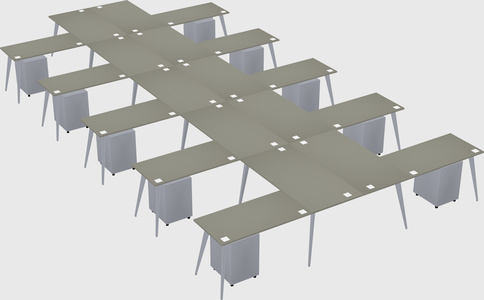 Shared l-shaped office desk system