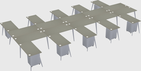 Shared l-shaped office desk system