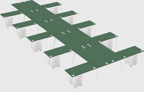 Shared l-shaped office desk system