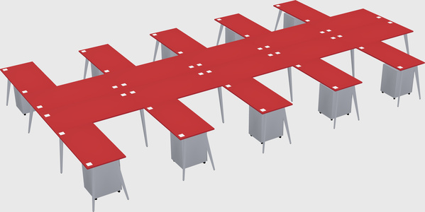 Shared l-shaped office desk system