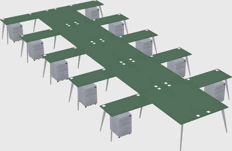 Shared l-shaped office desk system