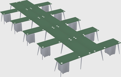 Shared l-shaped office desk system
