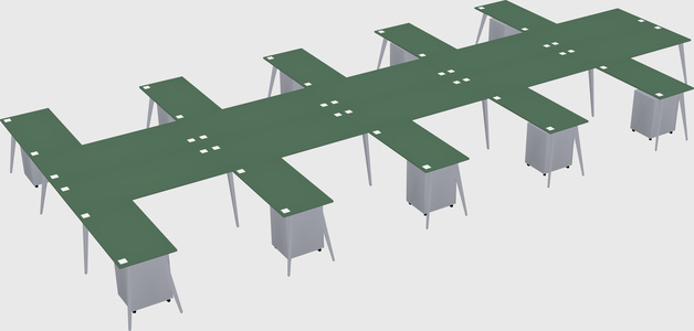 Shared l-shaped office desk system