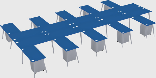 Shared l-shaped office desk system
