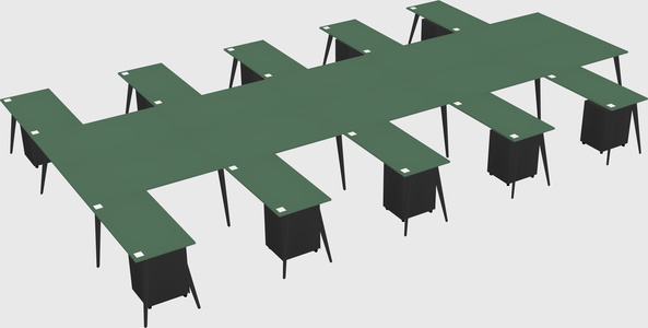 Shared l-shaped office desk system