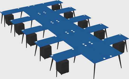 Shared l-shaped office desk system