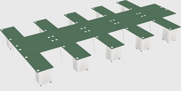 Shared l-shaped office desk system