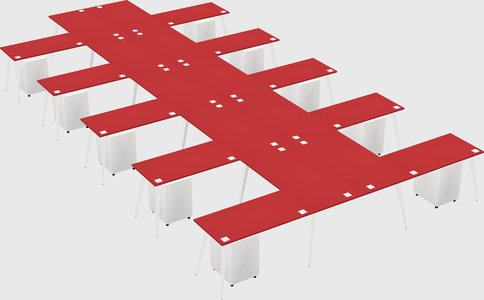 Shared l-shaped office desk system