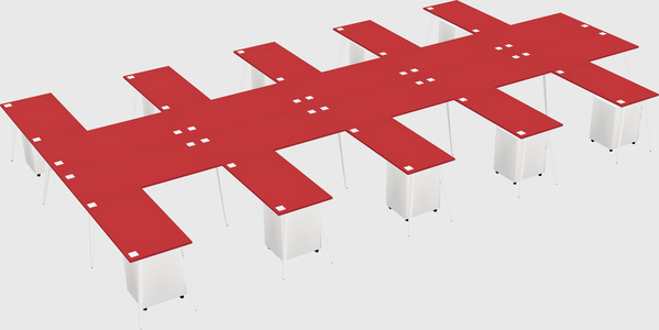 Shared l-shaped office desk system