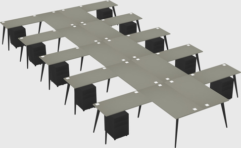 Shared l-shaped office desk system