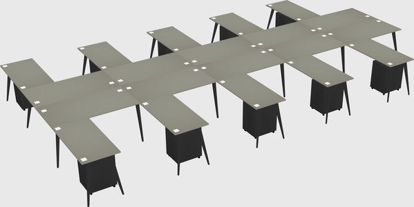 Shared l-shaped office desk system