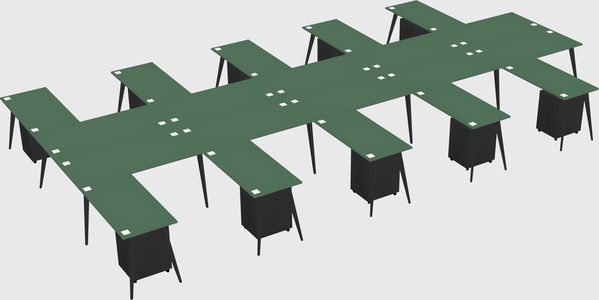Shared l-shaped office desk system