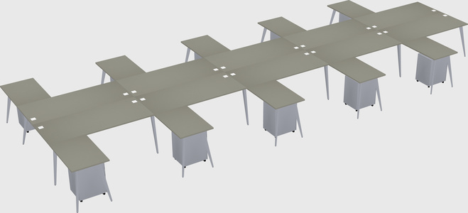 Shared l-shaped office desk system