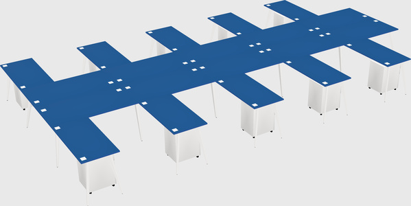 Shared l-shaped office desk system