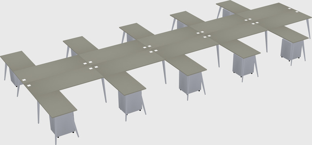 Shared l-shaped office desk system