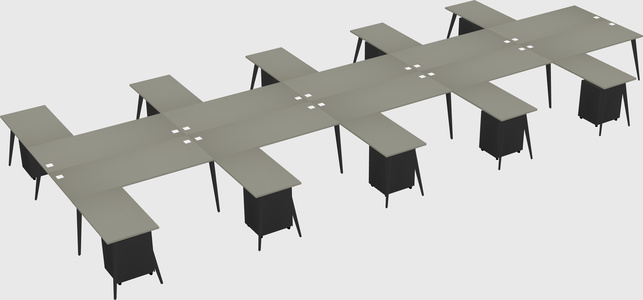 Shared l-shaped office desk system