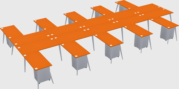 Shared l-shaped office desk system