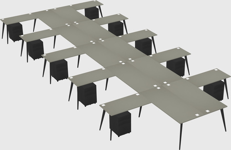 Shared l-shaped office desk system