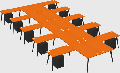 Shared l-shaped office desk system
