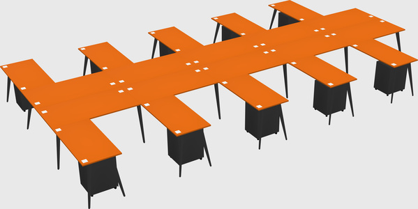 Shared l-shaped office desk system