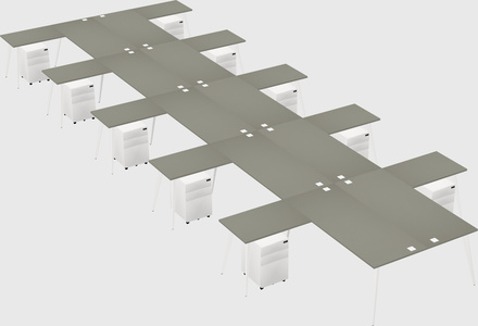 Shared l-shaped office desk system