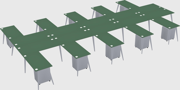 Shared l-shaped office desk system
